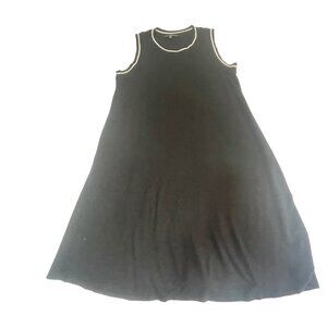 Nik & Nash Black A-Line Dress Small Sleeveless White Trim Minimalist Summer Casu